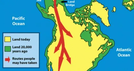 The migration paths that may have brought people across the Bering Strait Land Bridge.
