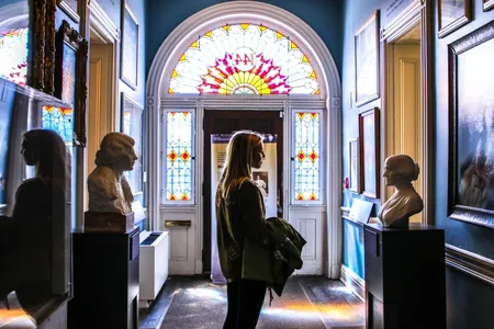 A visitor at Belmont-Paul Women's Equality National Monument in Washington, D.C.