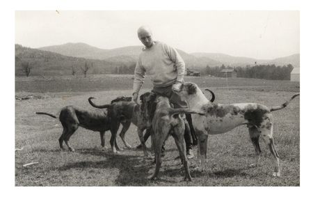 Rockwell Kent with a group of dogs (detail), circa 1940 / unidentified photographer. Rockwell Kent paper, Archives of American Art, Smithsonian Institution. 