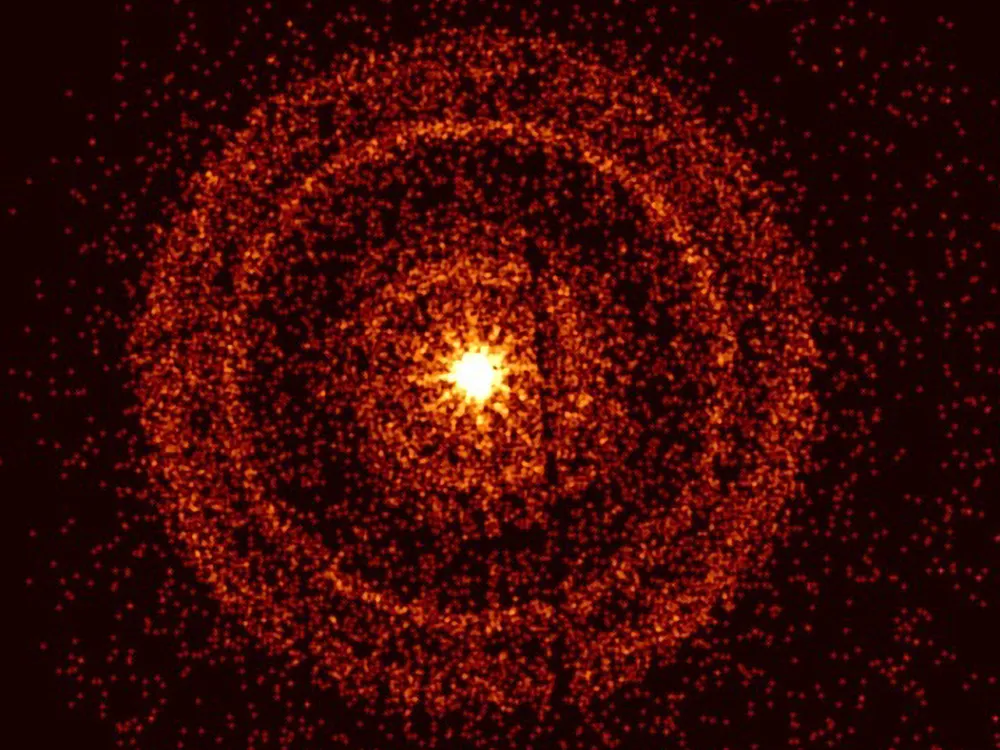 Bright rings formed by X-rays from a gamma-ray burst scattered by cosmic dust
