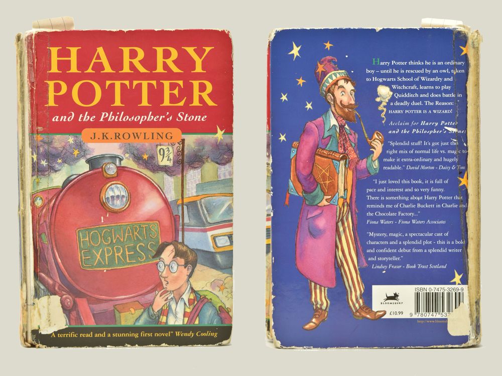 Front and back cover of old Harry Potter book