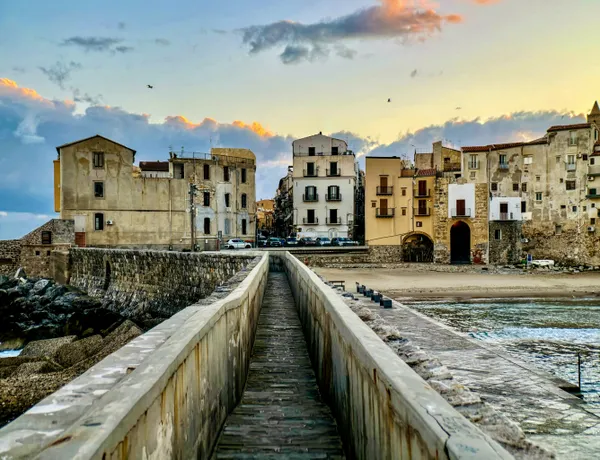 Cefalù from the sea wall. thumbnail