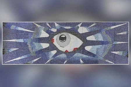 The Psychedelic Eye&nbsp;mosaic, once on the wall of the deep end of John Lennon&#39;s swimming pool, is now freestanding and up for auction.