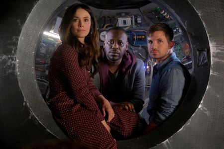 Abigail Spencer as Lucy Preston, Malcolm Barrett as Rufus Carlin, and Matt Lanter as Wyatt Logan just got back from saving history. Again. NBD.
