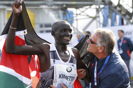 Dennis Kimetto after setting a world record at the 41st BMW Berlin marathon