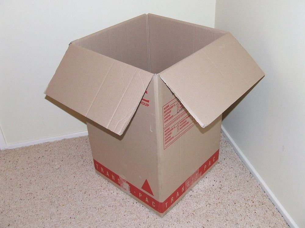 An empty box made of corrugated fiberboard