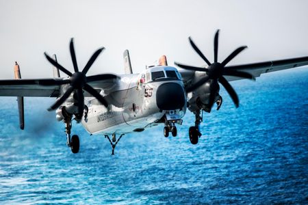 About to land on the Truman in the Persian Gulf during the carrier’s 2015 missions to strike ISIS, this C-2A Greyhound most likely returned to a base in Bahrain.
