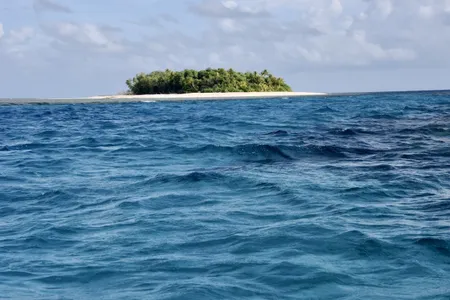 A view of one of Tuvalu&#39;s islands captured in June 2023. The nation is highly threatened by climate change.