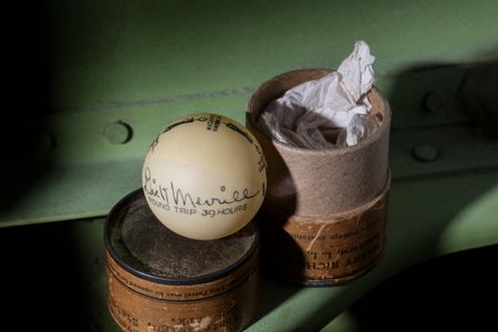 Rare souvenir: Sold in 1936, this ping-pong ball flew across the Atlantic—twice—with Dick Merrill.