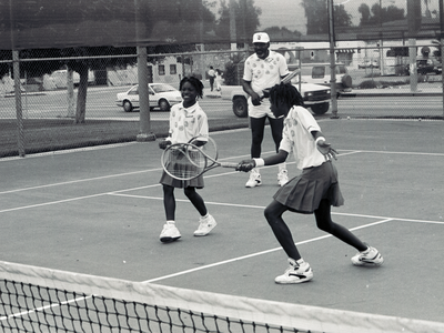 The black-and-white stills represent the spirit rendered by King Richard, the new film starring Will Smith as the Williams sisters&rsquo; father, coach and mentor.