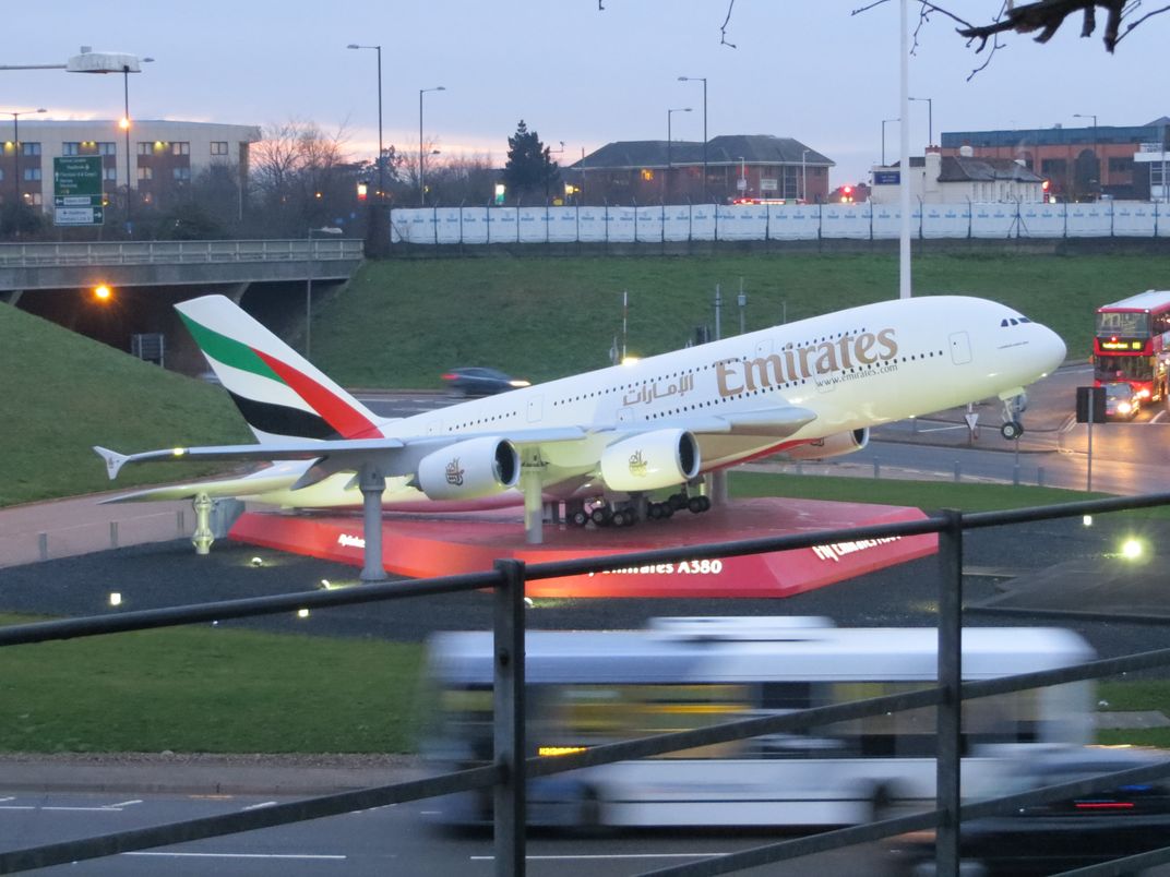 The first airplane many see at London's Heathrow Airport is certainly not British. (From Flickr user Chris Hoare)