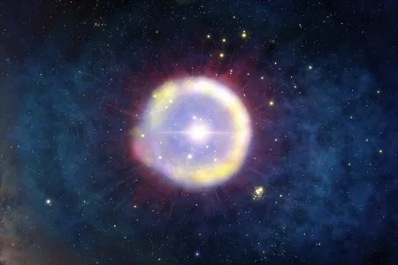 An artist&#39;s rendering of a field of first-generation stars as they would have appeared 100 million years after the Big Bang.&nbsp;