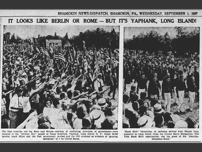German-Americans rally in New York in support of the Nazis in a news clipping from the Shamokin News-Dispatch 