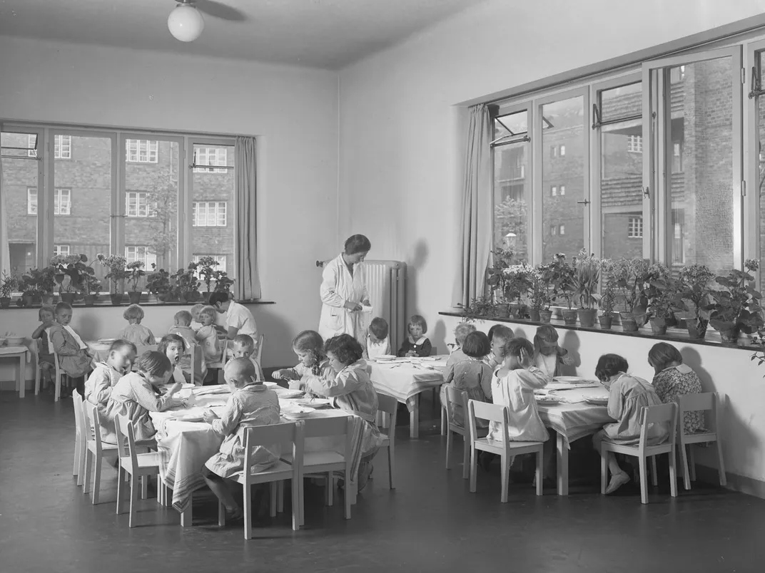 Kindergarten students at a Montessori school in Hamburg, Germany