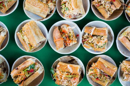 Sandwiches ready for tasting at Feast Portland.