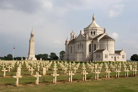 The Notre Dame de Lorette military cemetery near Arras in northern France is the burial place of 40,000 French soldiers. Each grave is marked with a simple white cross bearing the soldier's name.