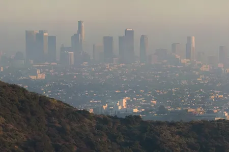 For 25 of the 26 years the American Lung Association has reported State of the Air, Los Angeles&mdash;pictured here in smog&mdash;has been declared the city with the worst ozone pollution in the United States.