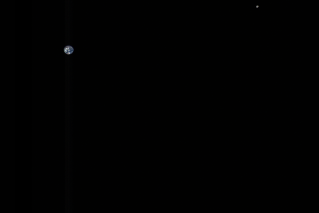 Earth and Moon seen from 3 million miles away on October 2, 2017.