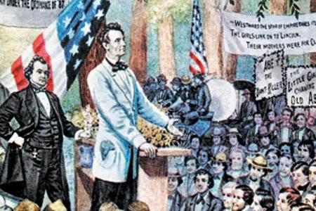 Douglas expected to crush his untried opponent in the enormously crowd-pleasing debates