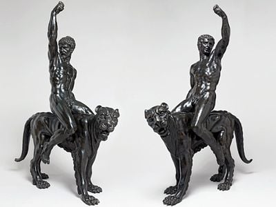The Rothschild bronzes depict two muscular men riding astride panthers