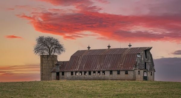 Barn with a sunset thumbnail