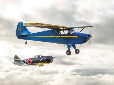 Heritage Flight Museum’s Interstate Cadet and replica Zero will reenact a 1941 encounter.