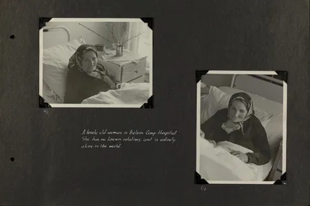 Photographs of an elderly Holocaust survivor from an album documenting the Jewish Relief Unit&#39;s activities in Germany after World War II