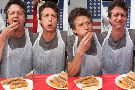 Vying for tamale-downing dominance, Carter demolished 16 of the Delta delicacies. A key part of his strategy: swigging from his opponent’s water bottle.  
