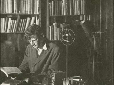 Arthur C. Clarke in his study, circa 1936.