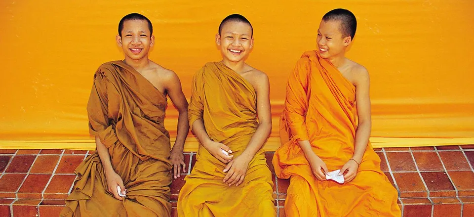  Young monks at a temple in Bangkok 
