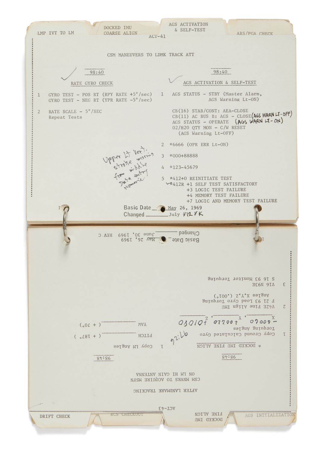 Apollo 11 lunar module activations checklist