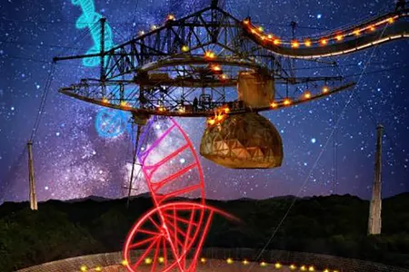 The Arecibo telescope, used to detect the Fast Radio Bursts
