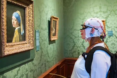 Volunteers looked at the original artworks in the museum and posters in the gift shop.