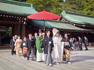 After this traditional Japanese wedding ceremony, the bride is required to take her new husband’s surname
