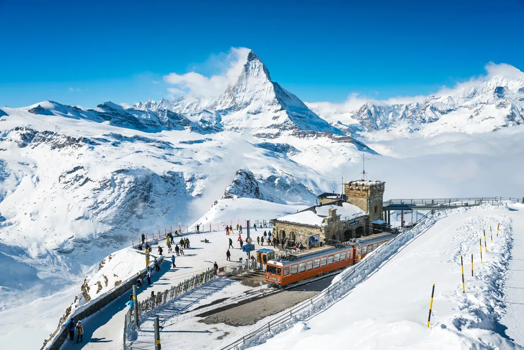 Gornergrat train station with view of Matterhorn