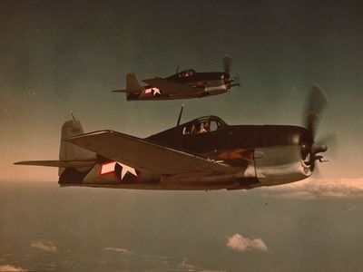 On October 24, 1944,&nbsp;the Battle of Leyte Gulf&nbsp;had just begun when two Hellcat pilots U.S. Navy Capt. David McCampbell&nbsp;and his wingman Ens. Roy Rushing spotted a squadron of 60 Japanese aircraft, including bombers escorted by Zeroes (above: a 1943 photograph of Grumman F6F Hellcats in flight).