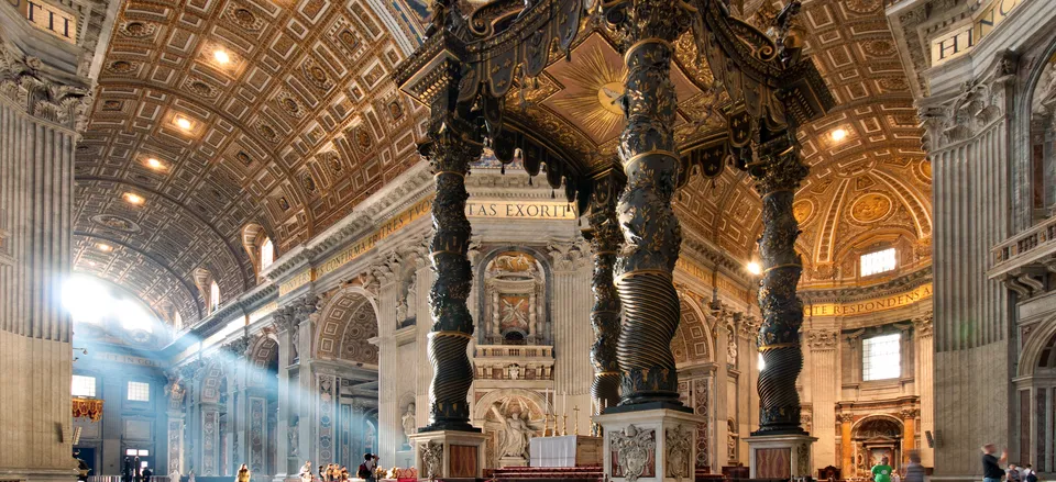 Interior of St. Peter's Basilica with Bernini's Baldacchino  