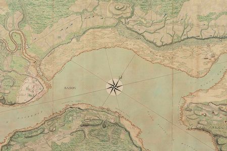 This detail of a map, one of many in the collection of cartographic enthusiast George III, shows the Saint Lawrence River and Quebec during the French and Indian War in 1759, the year before George became King of England (and its American colonies).