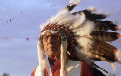 World War II veteran Chief Joseph Medicine Crow, a featured speaker of the "Native Americans in the Military" panel.