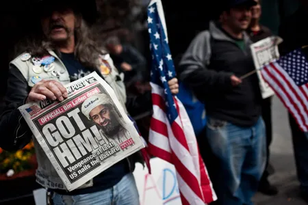 Newspaper headlines in New York, where people react to the news that Osama bin Laden was killed in a raid in Pakistan.