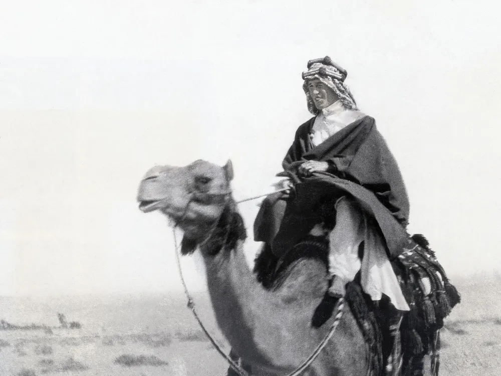 T.E. Lawrence on a camel
