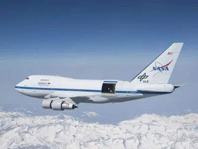 With the door open to give the telescope a clear view, SOFIA cruised through the Earth&#39;s stratosphere at&nbsp;38,000 to 45,000 feet.