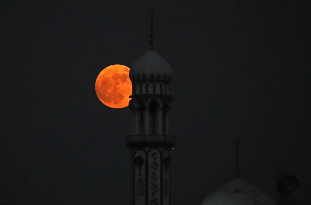 Strawberry moon rises over Srinagar, Jammu and Kashmir, India, on June 29, 2026