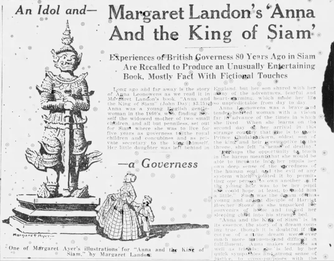 Margaret Ayer illustration for Margaret Landon's 1944 novel, Anna and the King of Siam