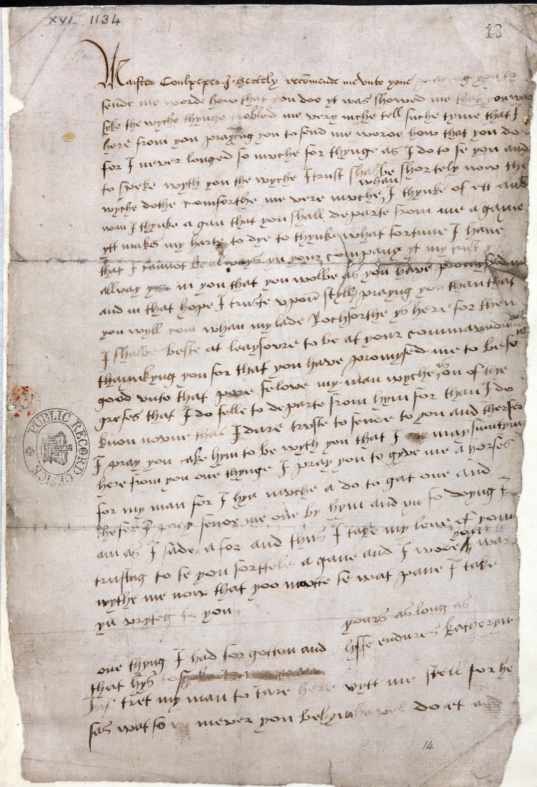 Letter from Katherine Howard to Thomas Culpepper