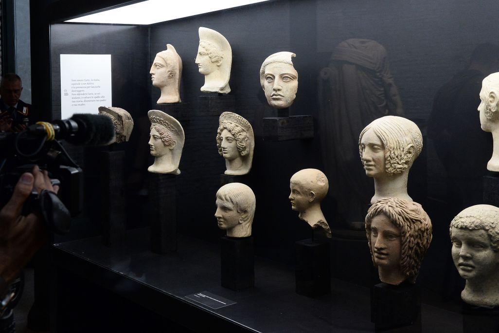An exhibit of busts at Rome's new Museo dell'Arte Salvata
