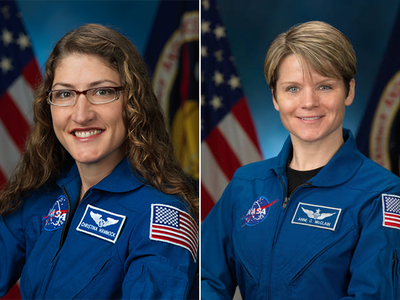 For the first time, two female astronauts will conduct routine tests outside the International Space Station later this month while a team of women at NASA direct the work from the ground. Left: Christina Hammock Koch; Right: Anne McClain