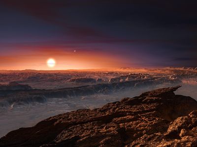 Artist's conception of the surface of Proxima b.