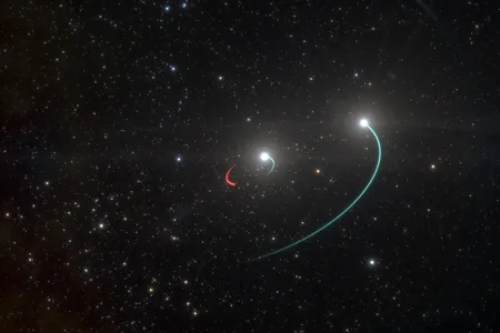 Artist’s impression of the triple system with the closest black hole.