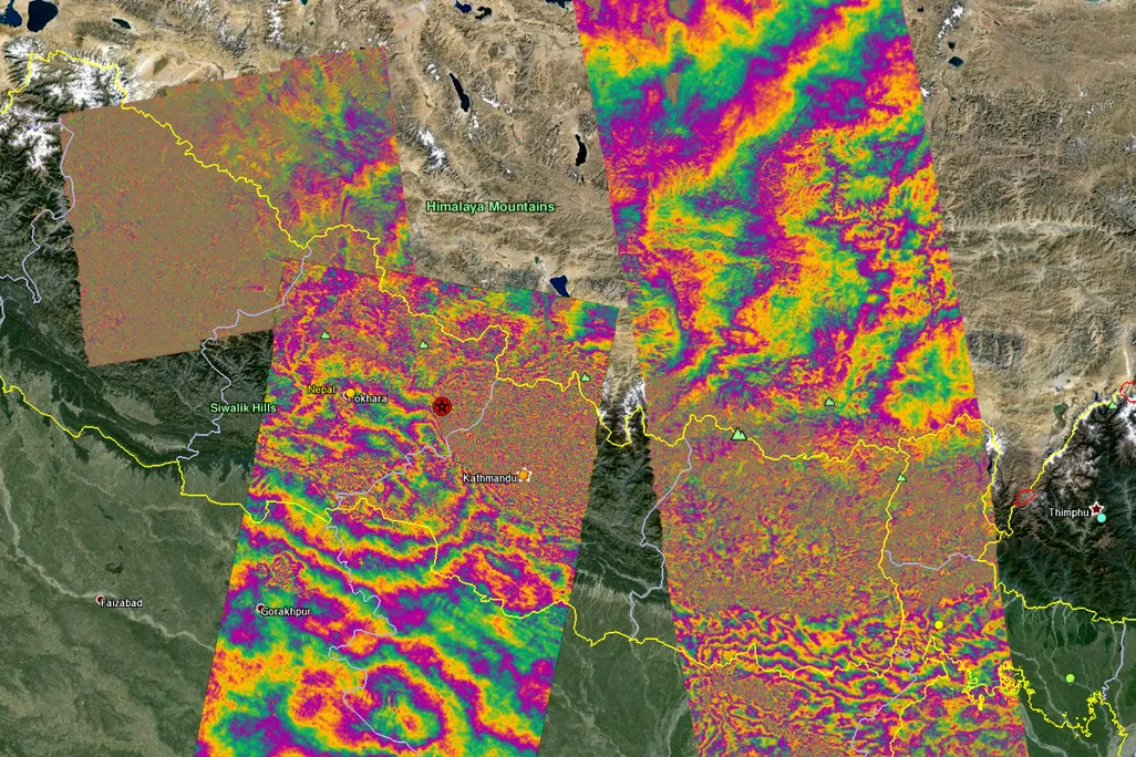 Satellite view of Nepal quake